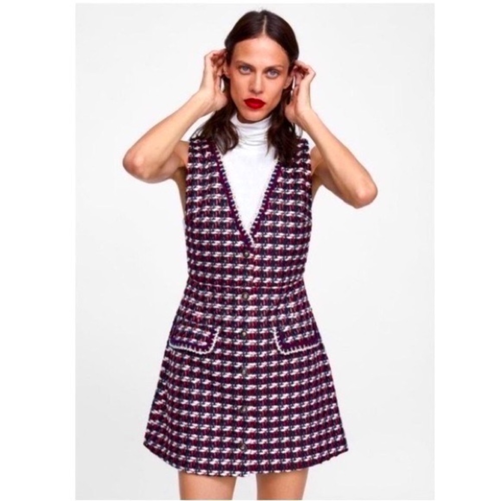 Zara tweed pinafore dress